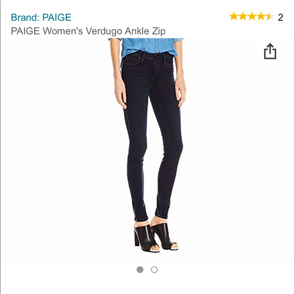 PAIGE Verdugo Ankle Skinny Jean with Ankle Zip in Eris - Size 26